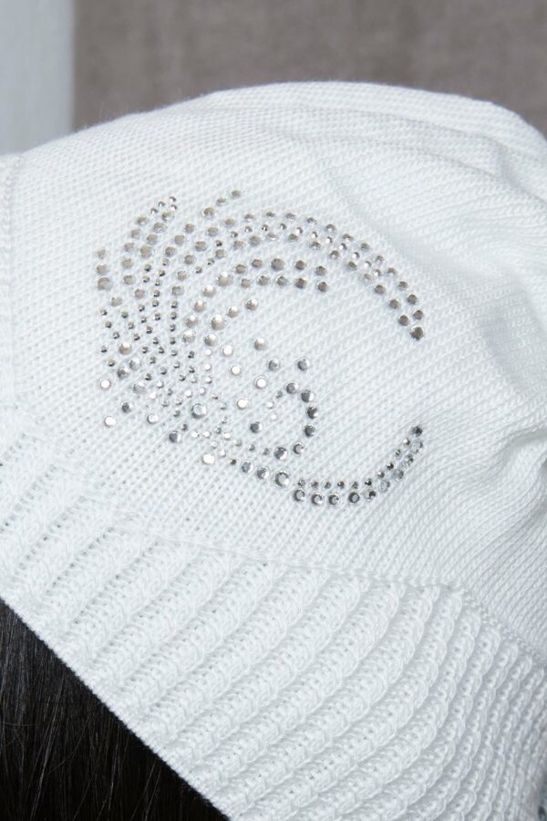 White cap with cubic zirconia - Image 2
