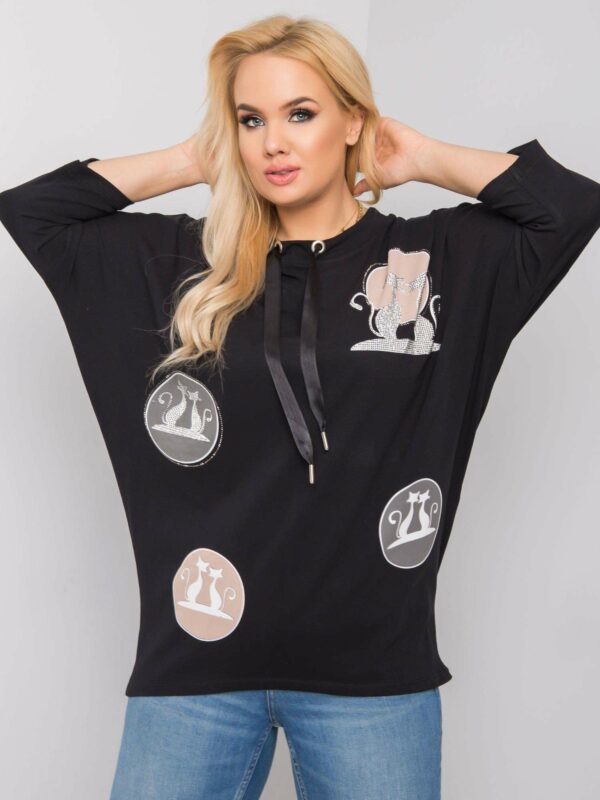 Black blouse with cats