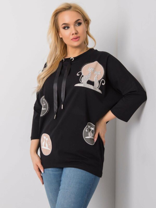 Black blouse with cats - Image 2