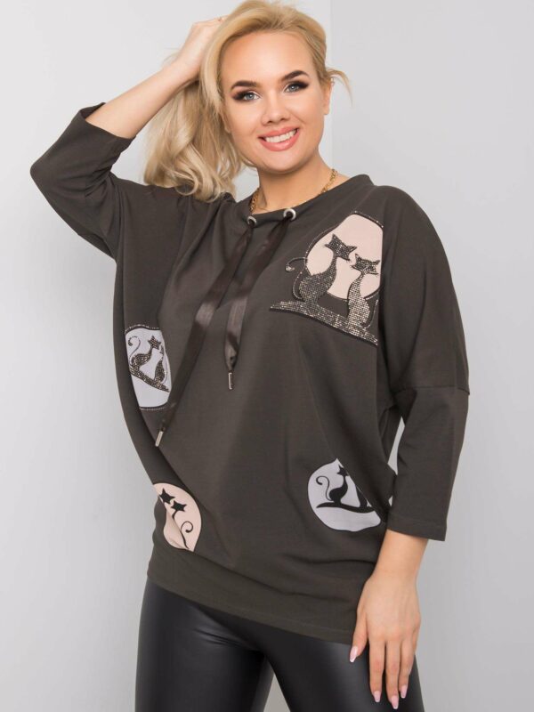 Brown blouse with cats