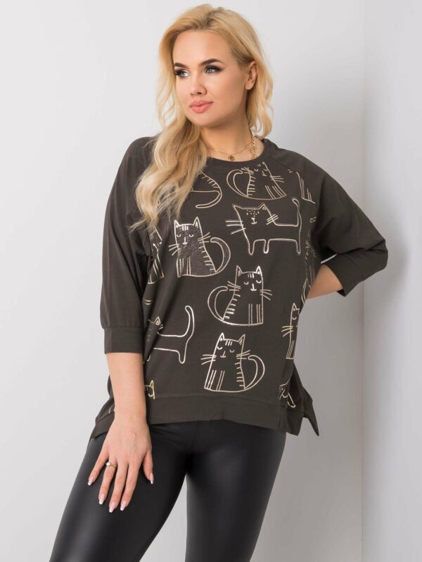 BROWN BLOUSE WITH CATS - Image 2